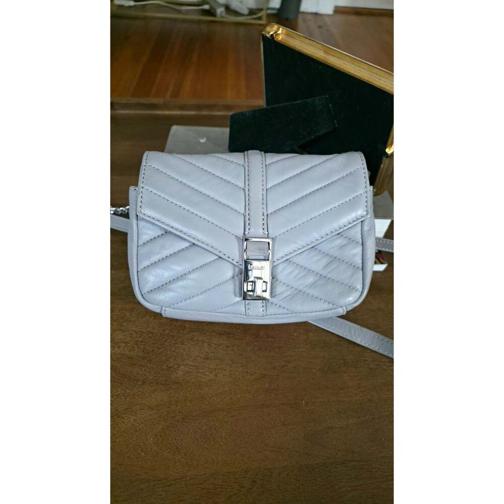 Botkier Dakota Quilted Leather Crossbody Bag Silver Chain Strap Push Lock